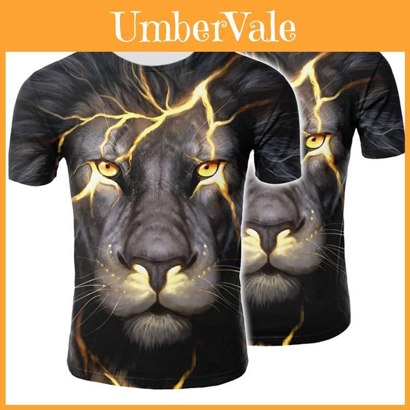 Trendy 3d Printed Lion And Tiger Men's T-shirt Comfortable Loose Fit Summer Wear