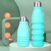 Faltbare Flasche mit Karabiner Auslaufsicher Silikon Faltbare Wasserflaschen Tragbare Sportbecher für Outdoor-Reisen 550 ml