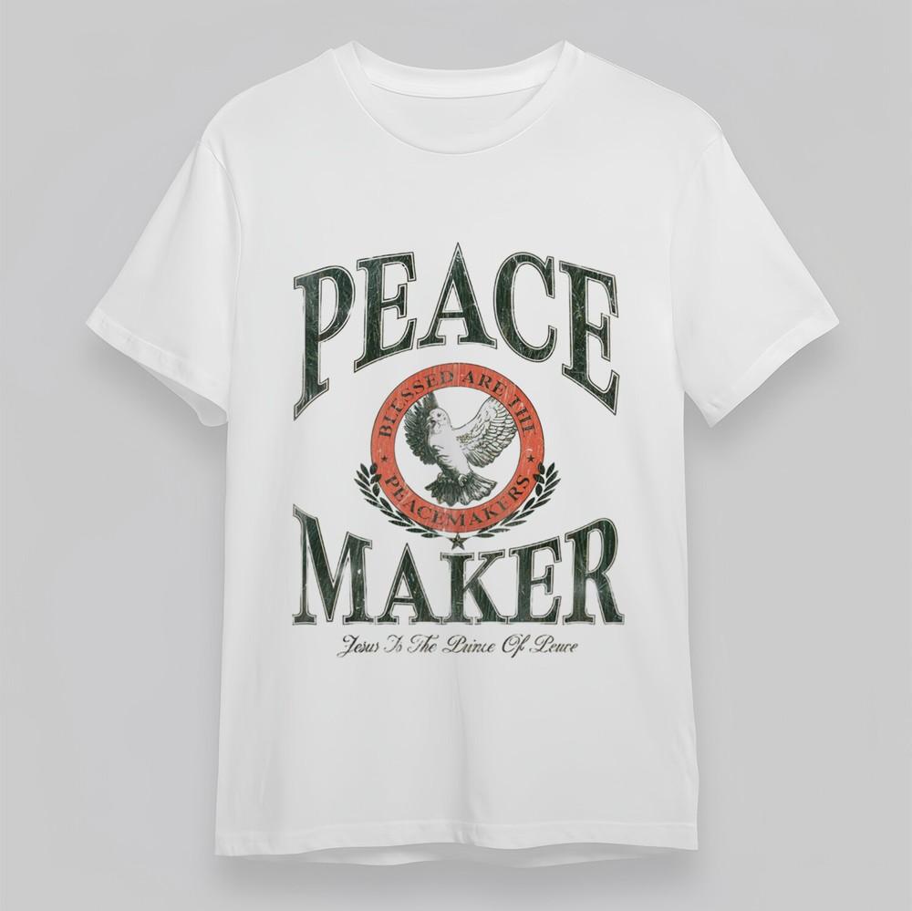 

Women s Plus Size T-shirt With Peace Maker With Dove Graphic White Cotton Tops 2XL
