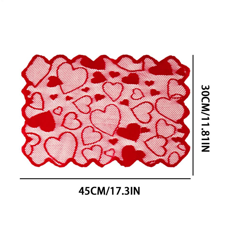 Table Runner Valentine's Day Decoration Romantic Lace Red Heart Love Table Cover Valentine Wedding Anniversary Party home decor