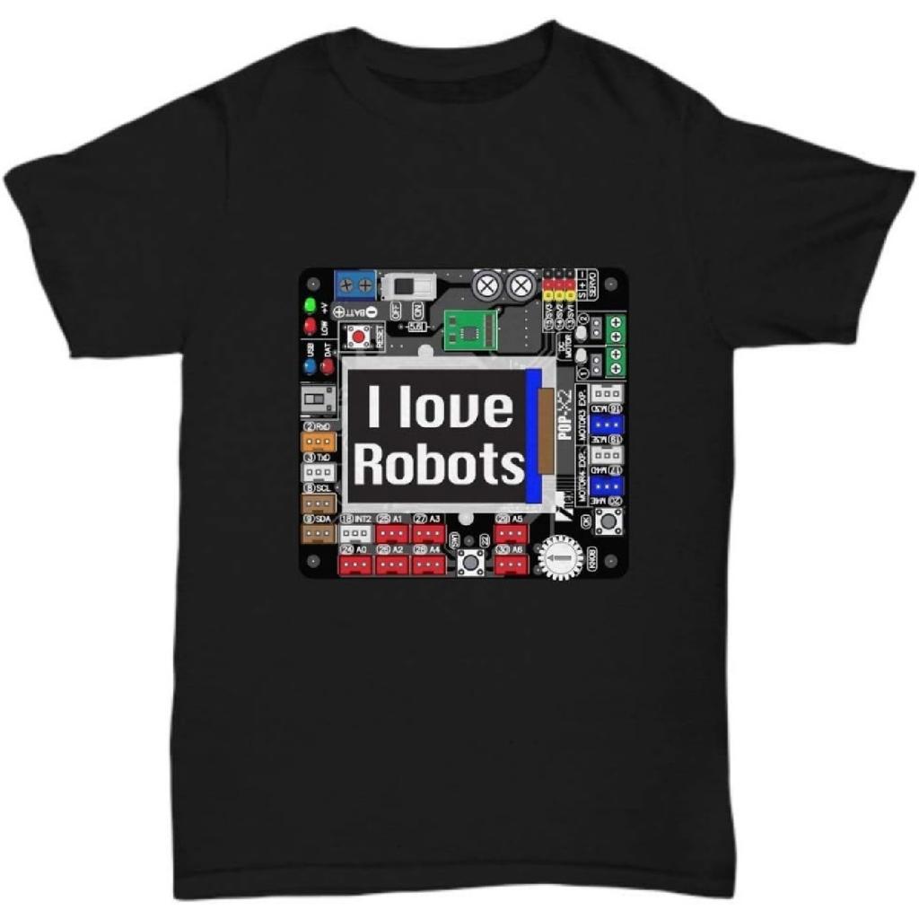 I Love Robots Circuit Board T-Shirt - Funny Gift for Robotics, Team, Coach, Builder, Creator, Unisex Tee Black