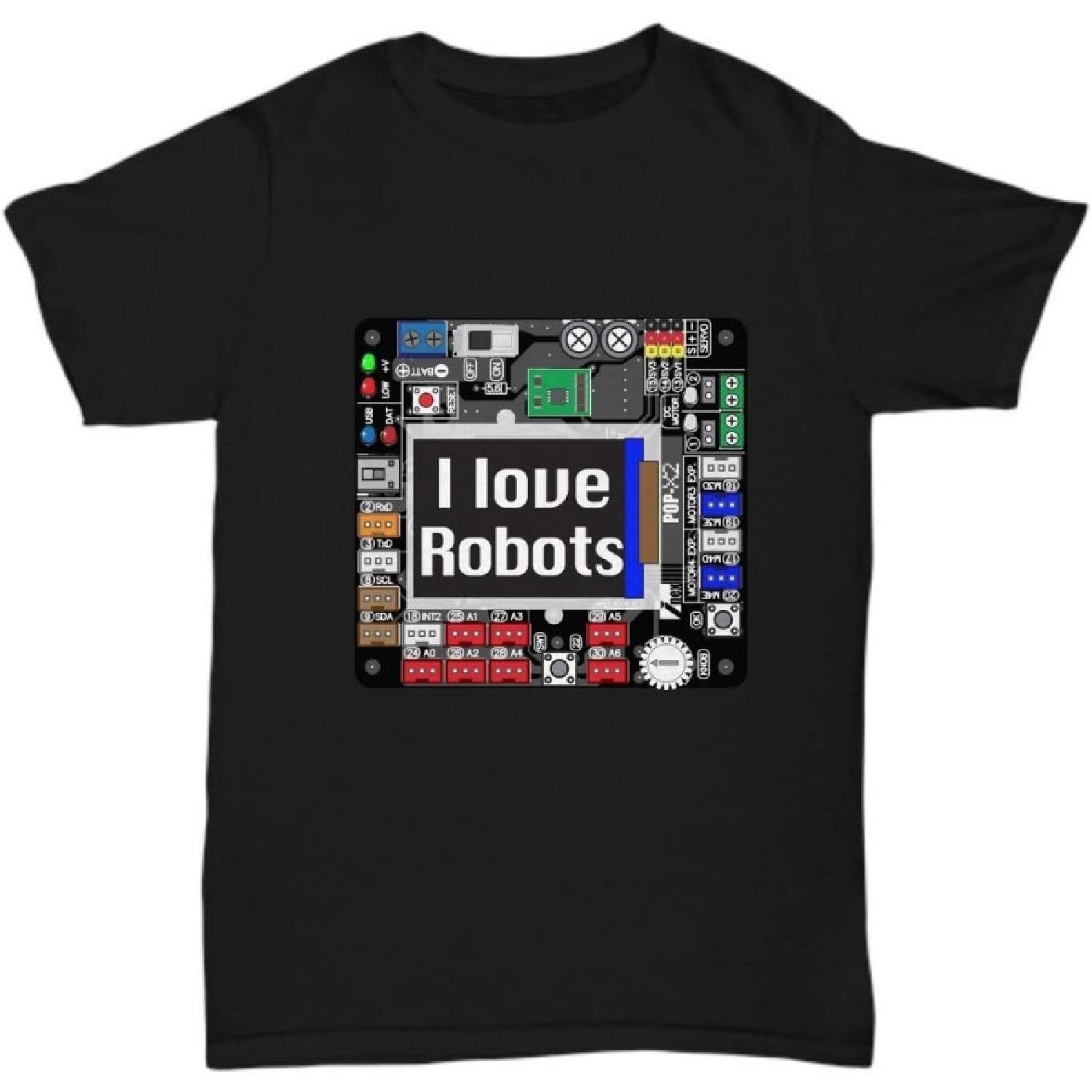 I Love Robots Circuit Board T-Shirt - Funny Gift for Robotics, Team, Coach, Builder, Creator, Unisex Tee Black XXXXXL разноцветный