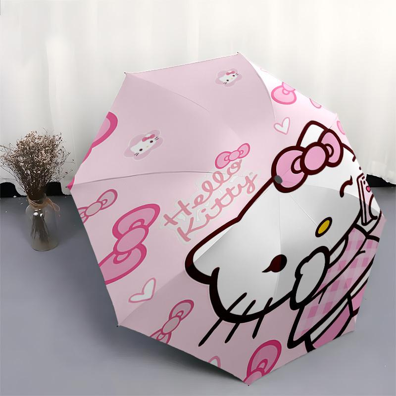 1pc Hello Kitty umbrella automatic open/close, 8-Rib Durable Frame, Compact Folding Design, Ideal Birthday/Holiday Gift 1136A