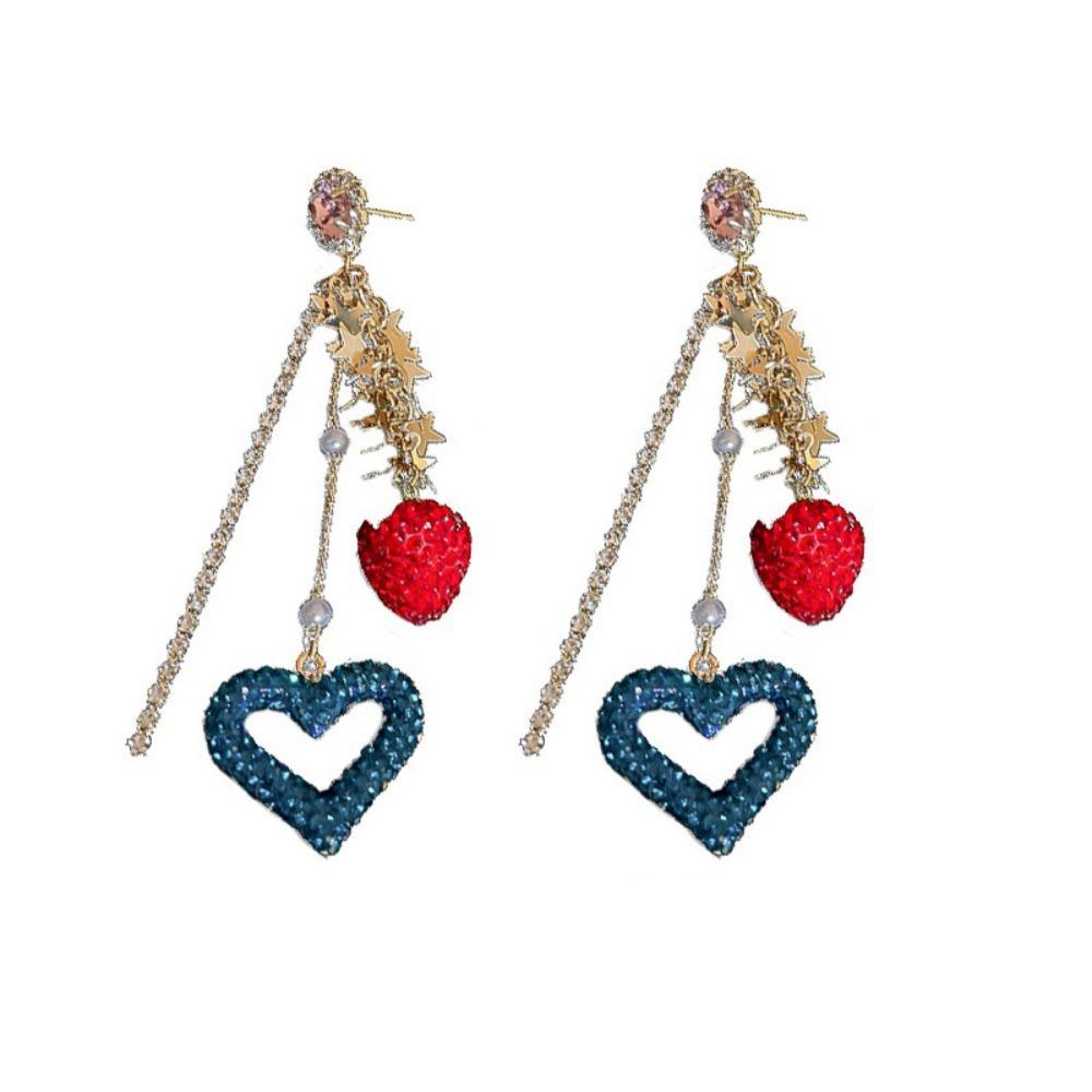 Light Luxury Rhinestone Earrings Women Bohemian Sweet Drop Earrings Strawberry Stud Earrings  Party