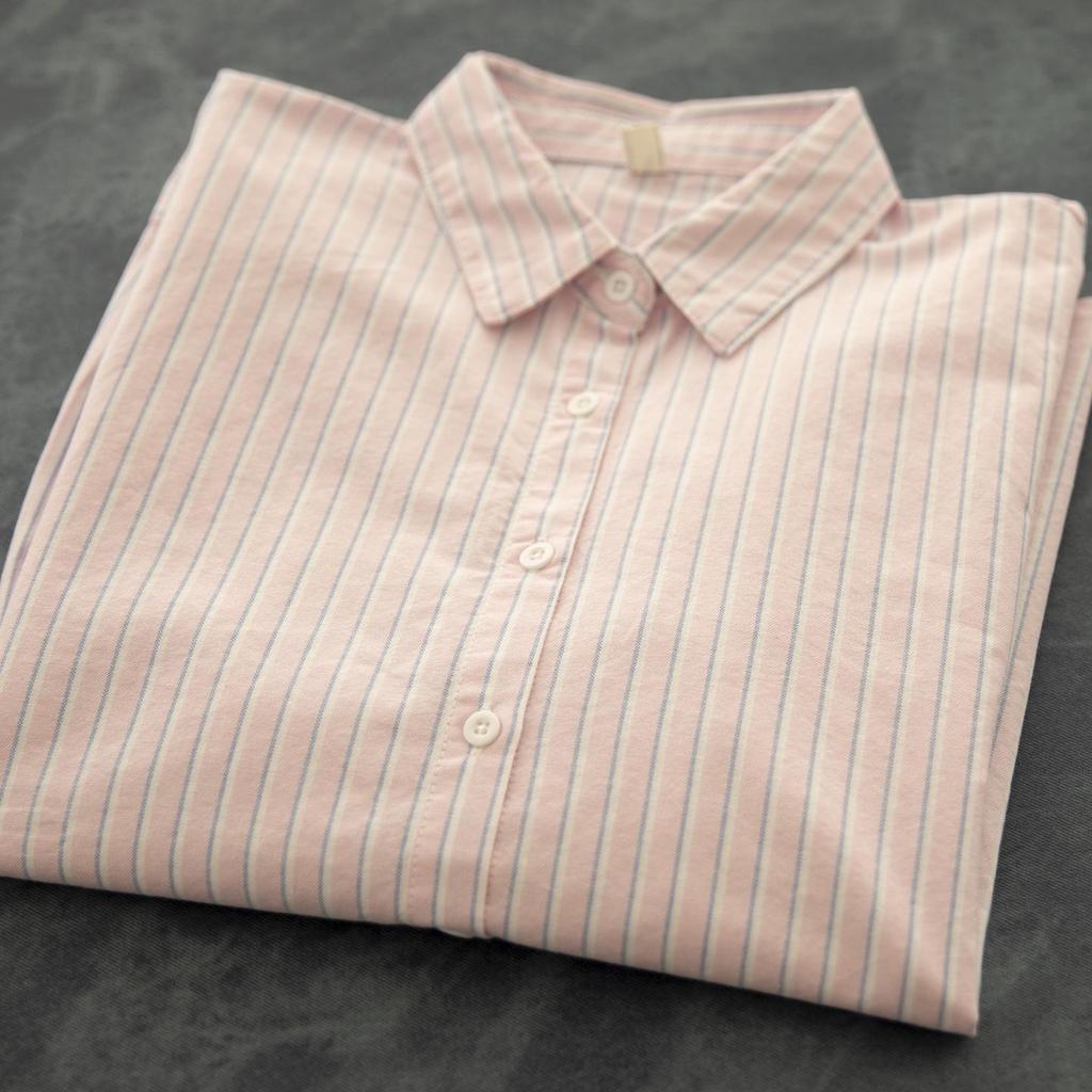 Korean-Japanese Style Striped Oxford Shirt for Women