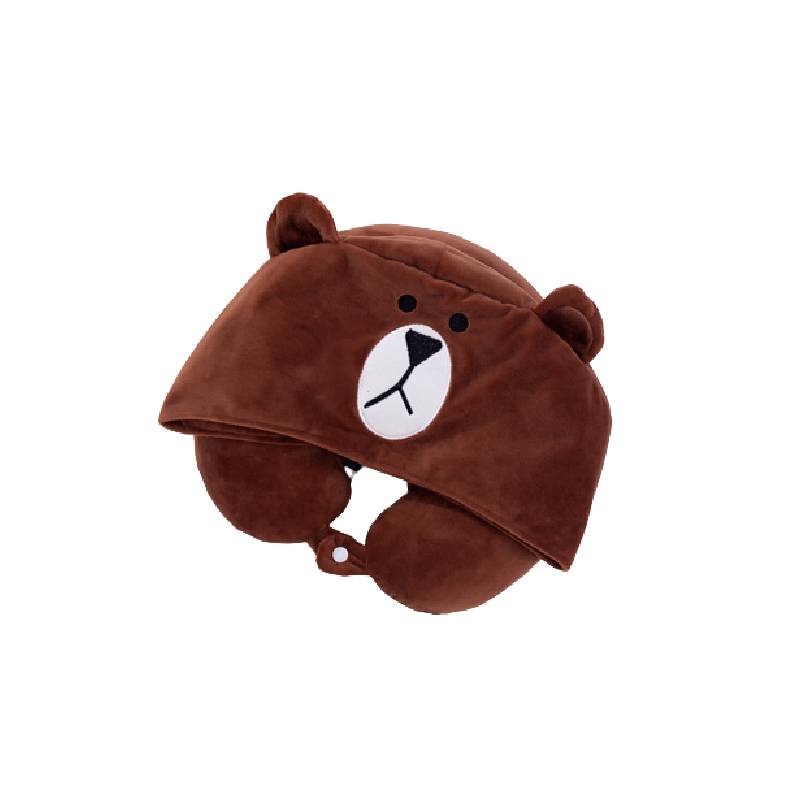 U Shaped Cartoon Neck Pillow Hooded Memory Foam Embroidery Multicolor Girls Gift