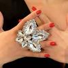 Fashion Exaggerated Super Flash Rhinestone Big Ring Catwalk Runway Modeling Photo Adjustable Ring Stylish Ornament Ring