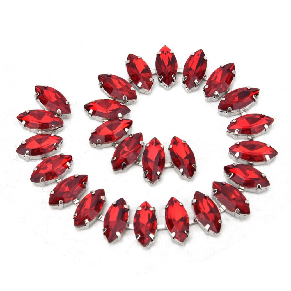 1pcs Crystal Glass Sew On Rhinestone Chain Marquise Shape Crystal Rhinestone Chain For Accessories