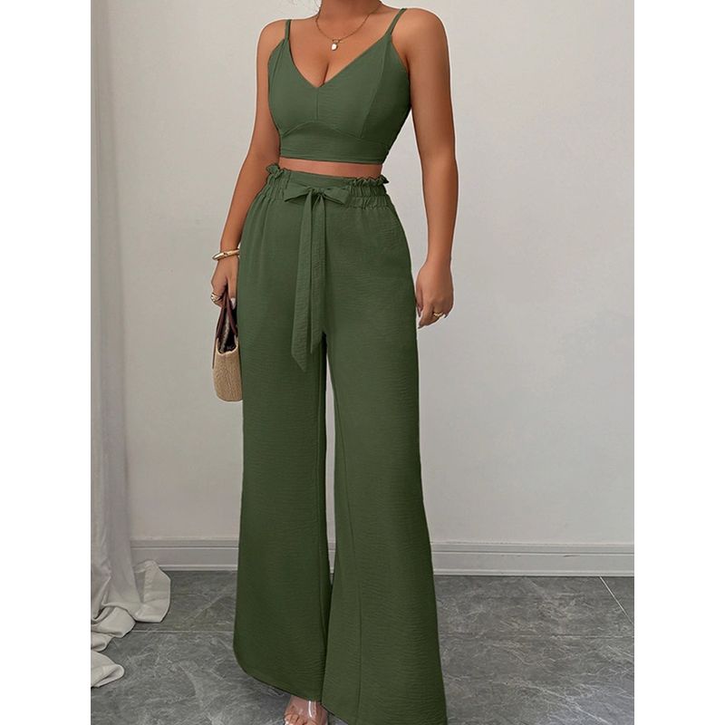 Deep V-neck Camisole Casual Pants Set Deep V-neck Strap Casual Pants Suit
