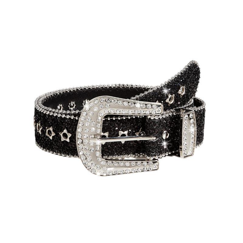 Rhinestone Wide Belt for Women | Ins Style Fashionable Sparkly Strap, Versatile  Design  Accessory for  Jeans & Outfits