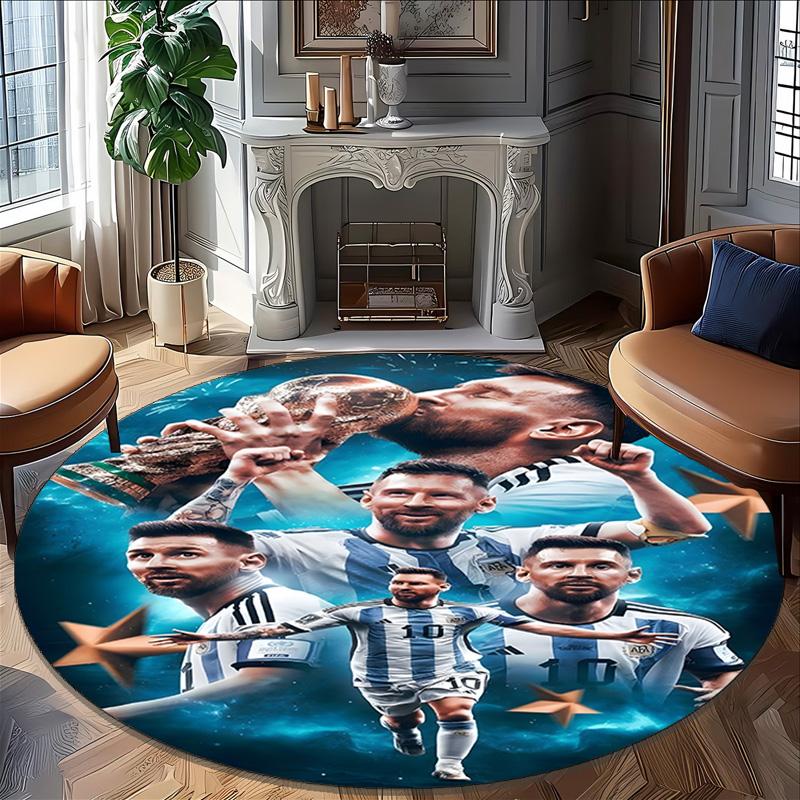1pc M-Messi1 Carpet, Round Rug, Comfortable, Suitable for Entryways, Living Rooms, Office, And Bedrooms, Christmas Decoration