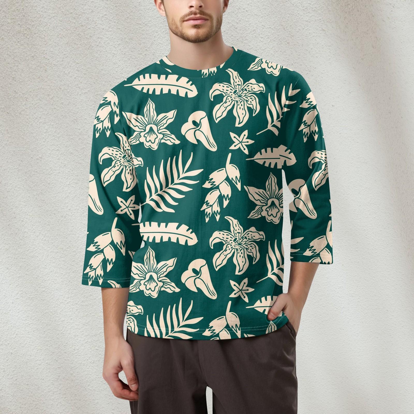 

Мужская модная футболка с круглым вырезом и рукавом 3/4 XXXXL