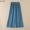 ZANZEA Women Casual Elastic Waist Loose Long Pants