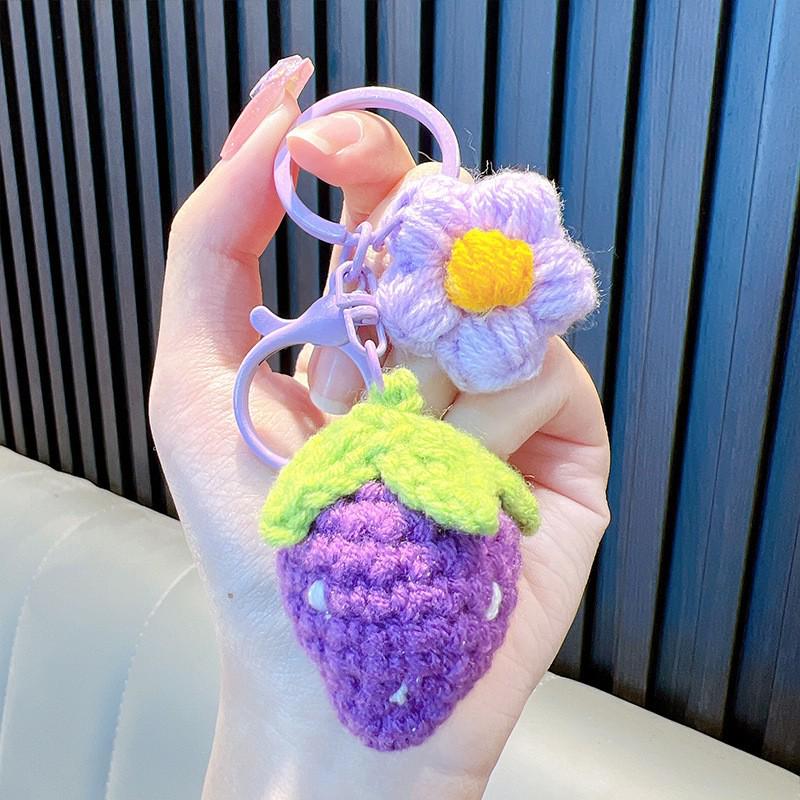 Hand-Woven Plush Persimmon Good Luck Keychain Pendant