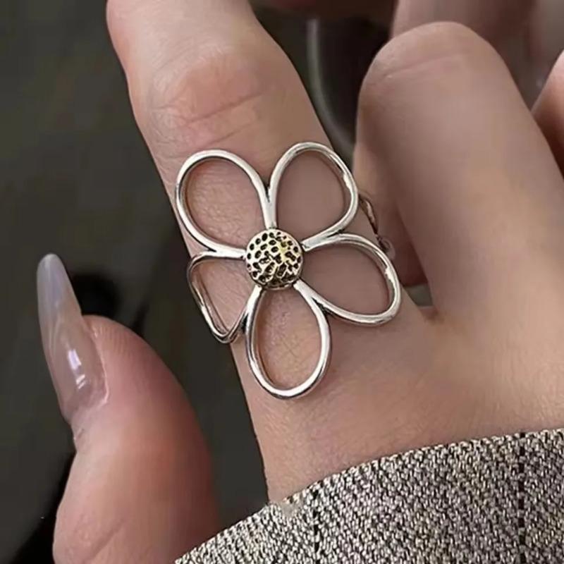 Sam Panda 925 Silver Rings For Women Men Fine Jewelry Finger Adjustable Open Vintage Chain Ring For Party Birthday Gift