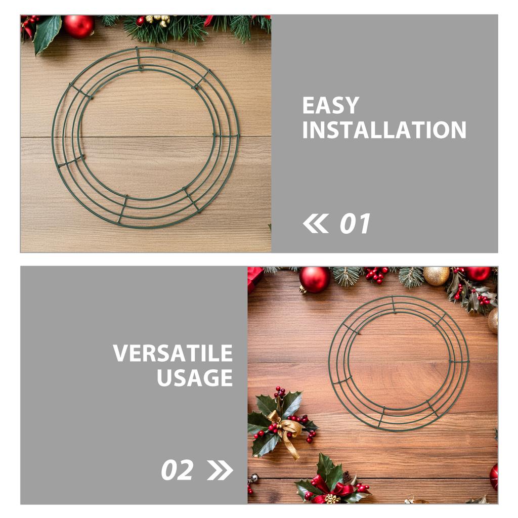 3pcs 12-Inch Army Green Metal Wreath Frame - Circular Iron Hoops for Christmas & New Year Party DIY Crafts & Home Decor