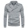 Mens Lapel Collar Motorcycle Jacket, Asymmetric Zipper Long Sleeve Casual Outerwear for Daily Wear