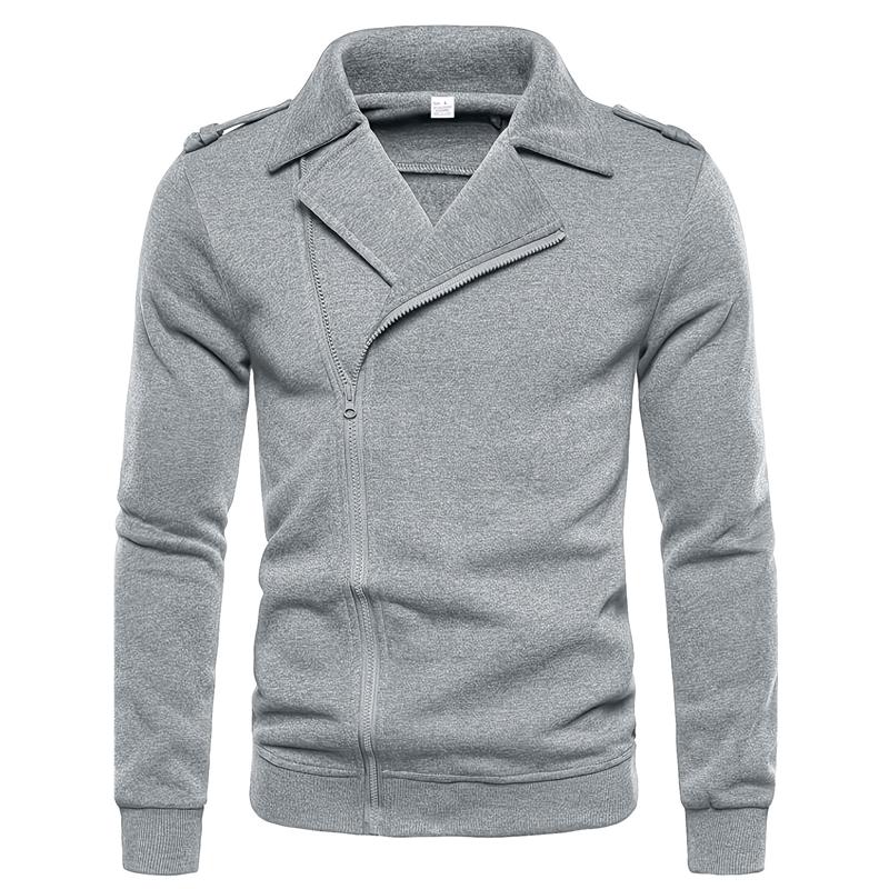 Mens Lapel Collar Motorcycle Jacket, Asymmetric Zipper Long Sleeve Casual Outerwear for Daily Wear