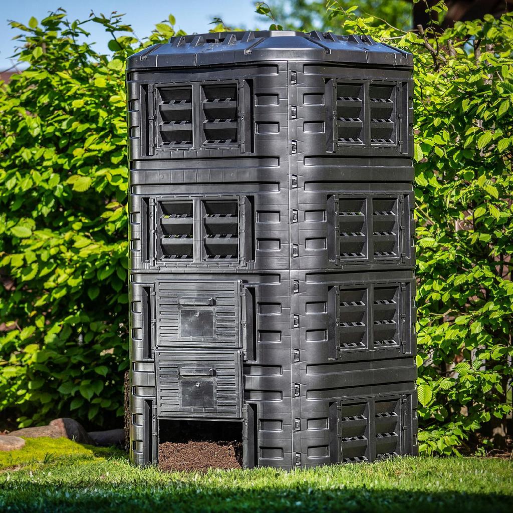 KADAX Garden Composter Modular 1260L Frost-resistant Year-Round Black