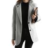 Women Winter Coat Solid Color Loose Lapel Thicken Cardigan Keep Warm Long Sleeves