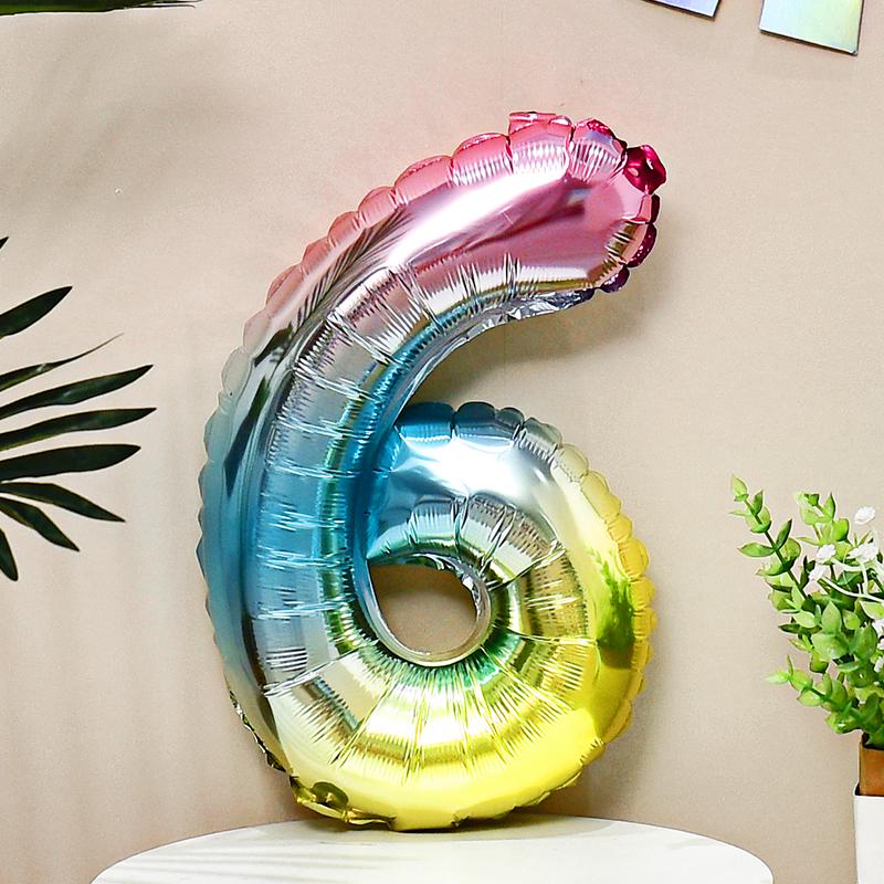 16-Inch Colorful Rainbow Gradient Aluminum Balloon for Kids' Birthday Decoration, Ages 1-5