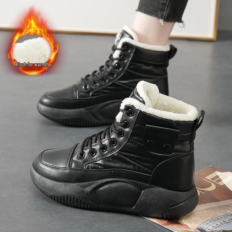 

2023 Женские универсальные высокие зимние ботинки с бархатной подкладкой 40 чёрный