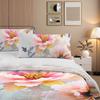 3-Piece Bedding Pillowcase Quilt Cover Set Pink Peony 2D Digital Printing Suitable For Bedroom Dormitory Decoration