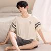 Pijamale de vară din BUMBAC MODAL pentru bărbați, Set de pijama tricotat, Îmbrăcăminte de noapte, Băieți mari, Îmbrăcăminte de dormit, Pijamale, Costume de noapte, Pijamale, Homewear color block