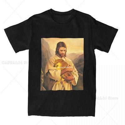Cheems Jesus T-Shirts Men Women Doge Meme Awesome Pure Cotton Tee Shirt O Neck Short Sleeve T Shirts Birthday Clothing