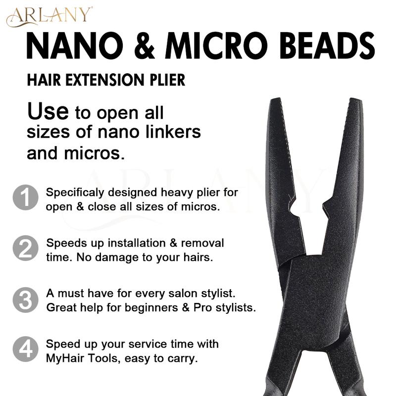 ARLANY Hair Extension Pliers 1000Pcs 4mm Micro Beads for Weft Extension Microlink Pliers Silicone Hair Extension Beading Tool