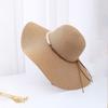 Adjustable Paper Straw Sun Hat For Women Featuring Pearls Accents Breathable Lightweight Design Summer Travel Gardening