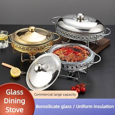 Heat Resistant Glass Buffet Stove Hotel Restaurant Food Insulation Container Heating Alcohol Stove Constant Temperature Stove