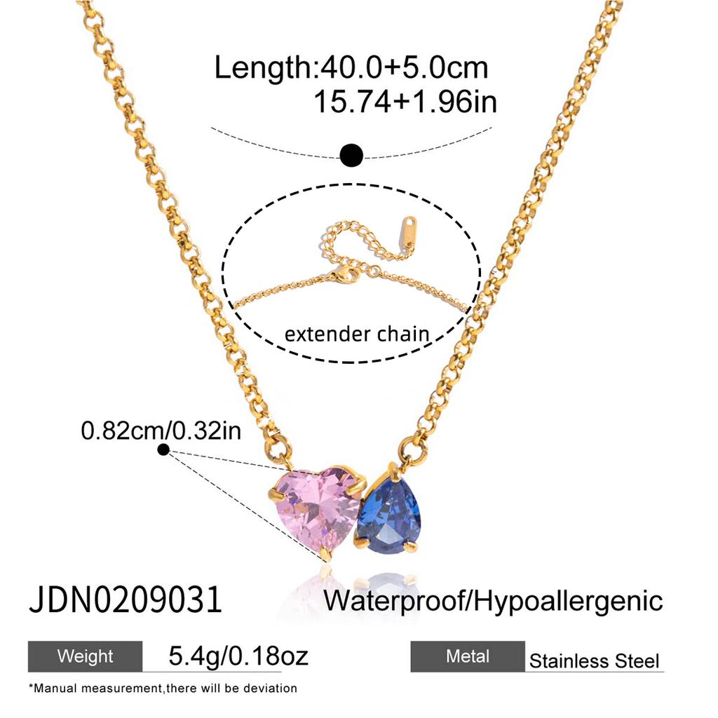 Youthway Y2K Patchwork Chain Design Stainless Steel Necklace Paperclip + Glossy Pentagram Cross with Zirconia Pendant Necklace