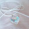 Unique Crystal Heart Necklace Fashion Sweet Cool Heart Clavicle Chain Lace Up