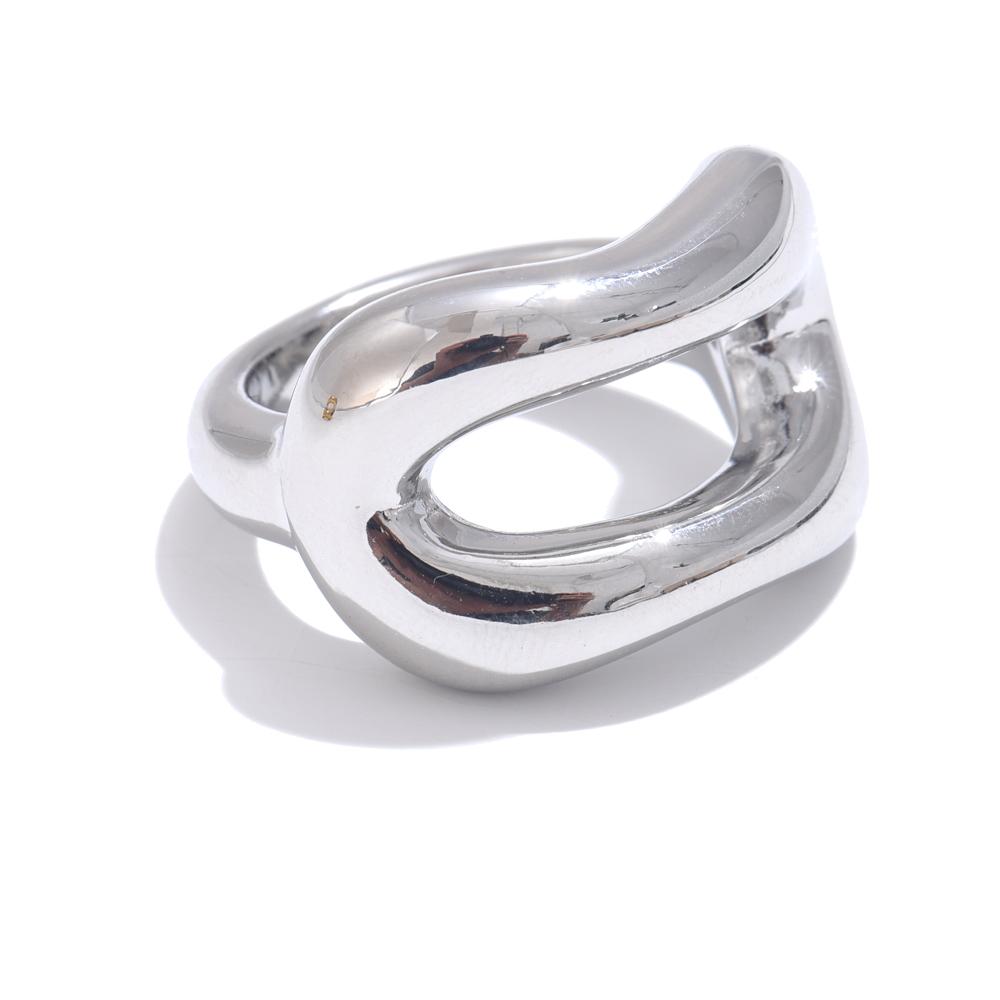 

Yhpup High Quality Stainless Steel Metal Geometric Hollow Fashion Ring Rust Proof Distinctive Unique Trendy Simple Jewelry New 6