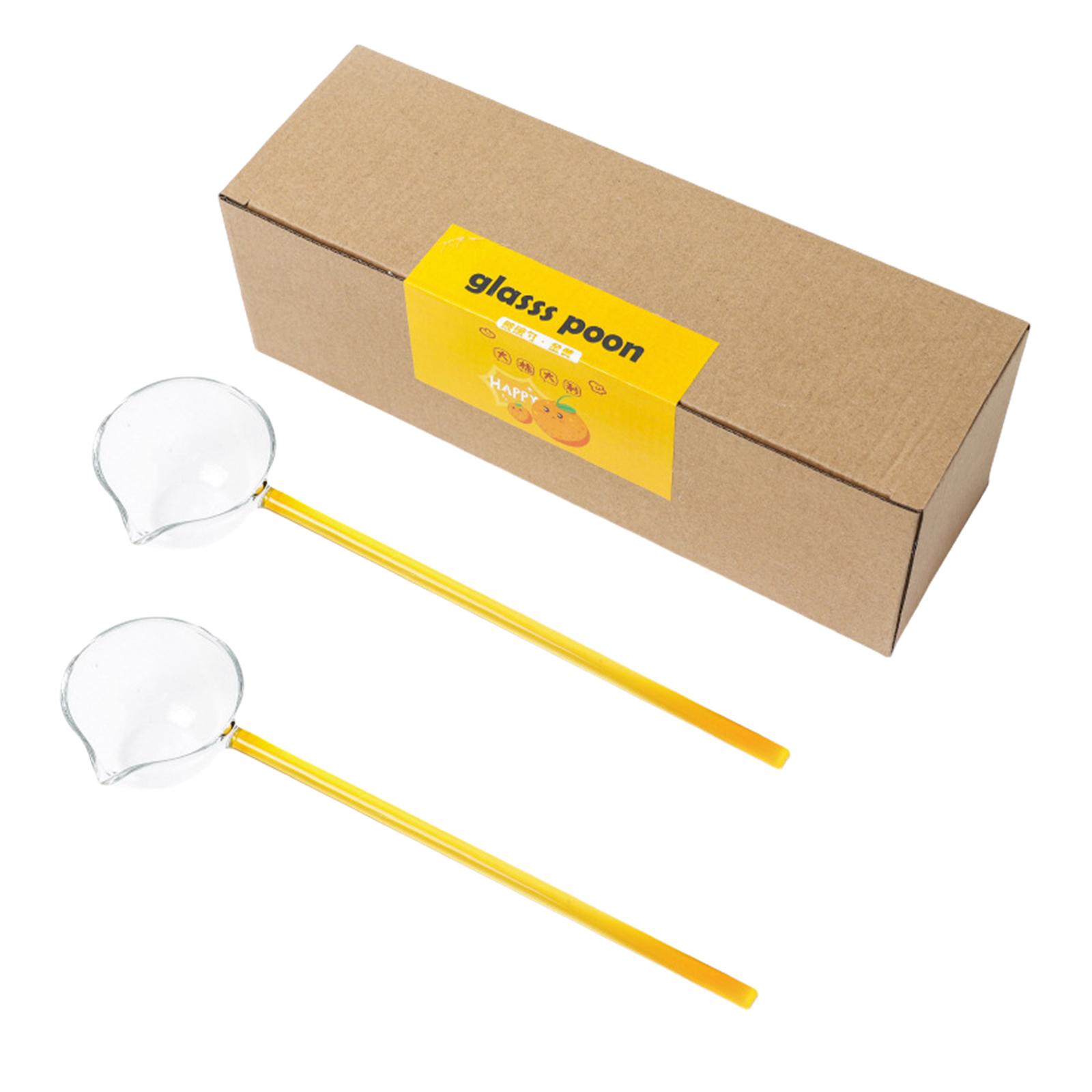 

2 штуки Оригинальные прозрачные стеклянные половники Ложка для мыла для подачи супов и смешивания напитков на вечеринках золотой
