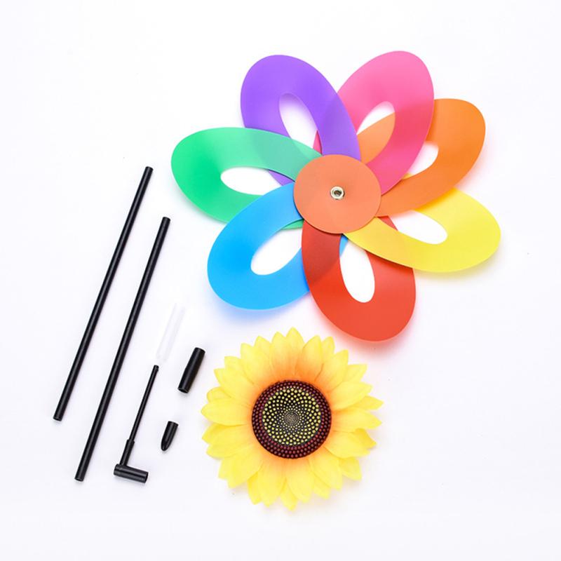 Colorful Garland Sun Flower Windmill Waterproof Outdoor Garden Decoration Site Layout Pinwheels