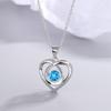 925 Sterling Silver Necklace Beating Heart Blue Zircon For Women Valentine 'S Day Jewelry Gift Party