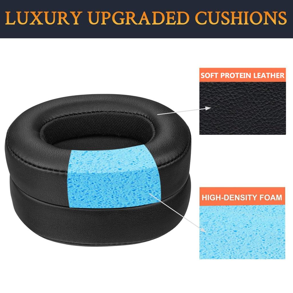 SOULWIT Replacement Ear Pads for JBL E55BT Wireless Headphones, Protein Leather and High-Density Foam, Black
