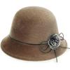 Elegant Women Fedora Hat Vintage Pompom Bowknot Flat Top Felt Hat Winter Autumn Imitation Woolen Bowler Cap Panama Church Hat