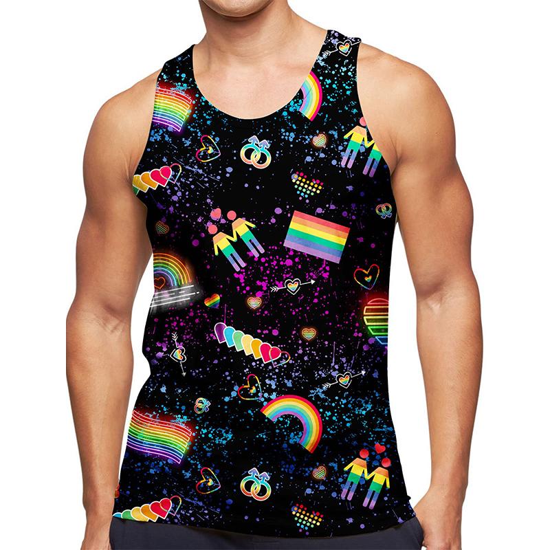 3D Graffiti Painting Printed Tank Top Gym Clothing Basketball Vest Quick Drying Sleeveless T-Shirt Tops