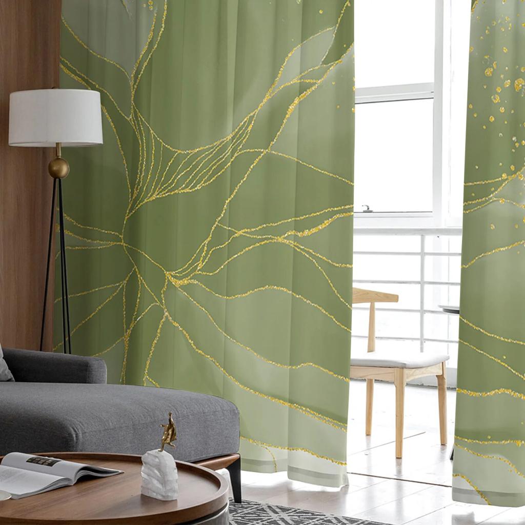 Gradientowy akwarelowy kwiat szałwiowy zielony tiul zasłona do salonu sypialnia kuchnia dekoracja okna woale tiul zasłona