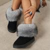 Ladies Large Size Snow Boots Warm Mid-Calf Cotton Shoes Home Winter Low Cut Cotton Shoes Rubber Comfortable Women's Boots
