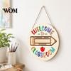 Farmhouse Classroom Sign Wooden Welcome for Door, to Our Round Smooth Surface Door Plaque Hanger, Front Hanging Sign, Back School Preschool Decoration