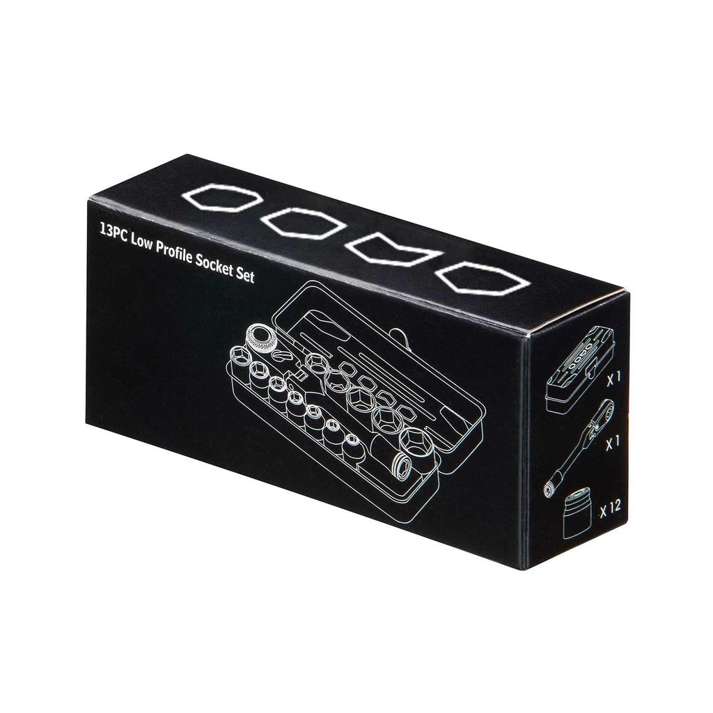 Arsenal Tool Socket Set with Storage Square 15mm Socket Short Ultra-Short Set, 12-Piece Case, 6.35mm Drive, Height, 4/4.5/5/5.5/6/7/8/9/10/11/12/13mm,