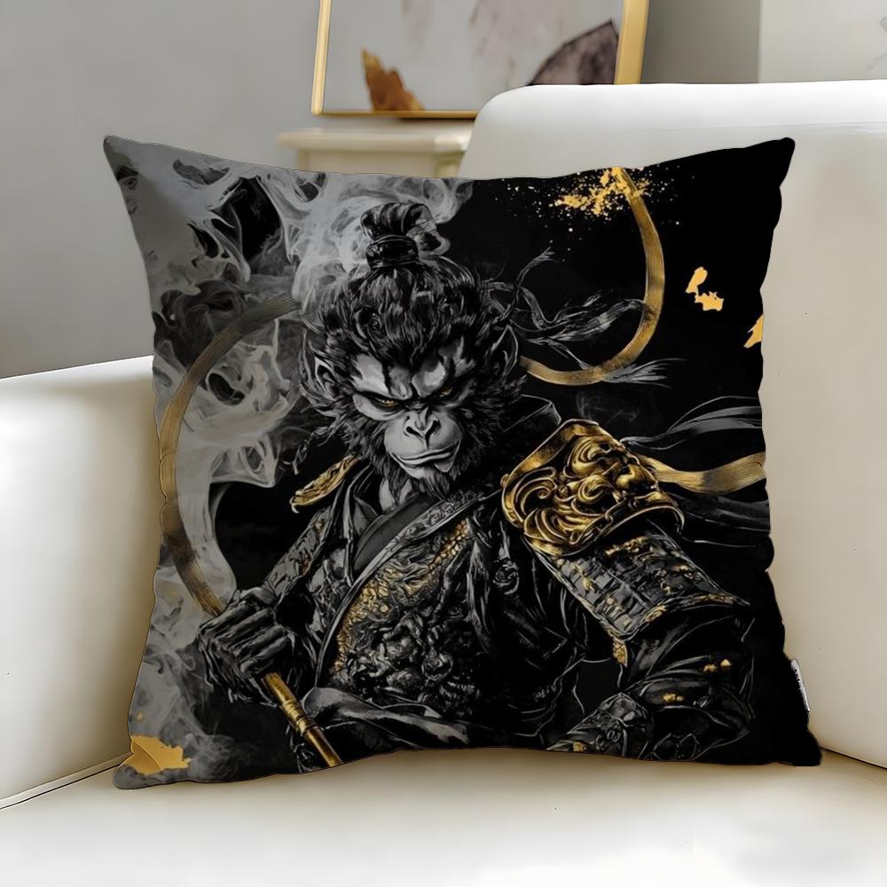popular game Black Myth Wukong Cushion Cover Soft  EasyWash Pillow Case  Versatile for Couch Bed Travel and Office