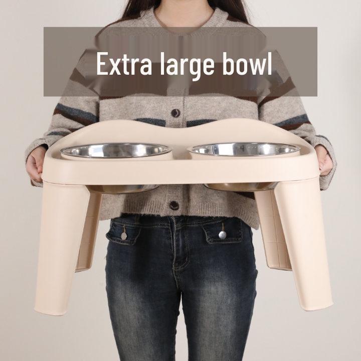 Elevated Double Bowl Pet Feeder: Folding Stainless Steel Water and Food Bowl for Cats and Dogs