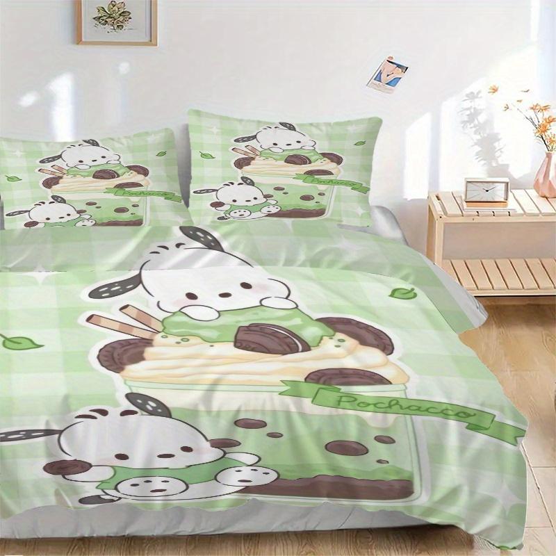 

3pcs Milky Tea Pochacco Design Bedding Set - Includes Quilt Cover and Pillowcases, Suitable for All Seasons, Machine Washable - Ideal Gift f 135x200cm