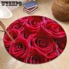 Round 3D Rose Printed Indoor Carpets Living Room Bedroom Soft Non-slip Carpets Home Decor Simple Elegant Carpets