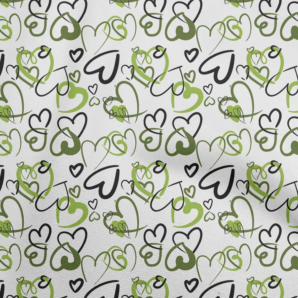 oneOone Cotton Flex Green Fabric Valentine Heart Diy Clothing Quilting Fabric Print Fabric By Yard 40 Inch